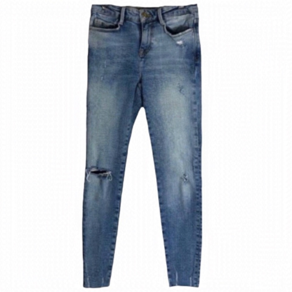 4/$45 Zara Regular Wash Mid-High Rise Distressed Denim Jeans size 2